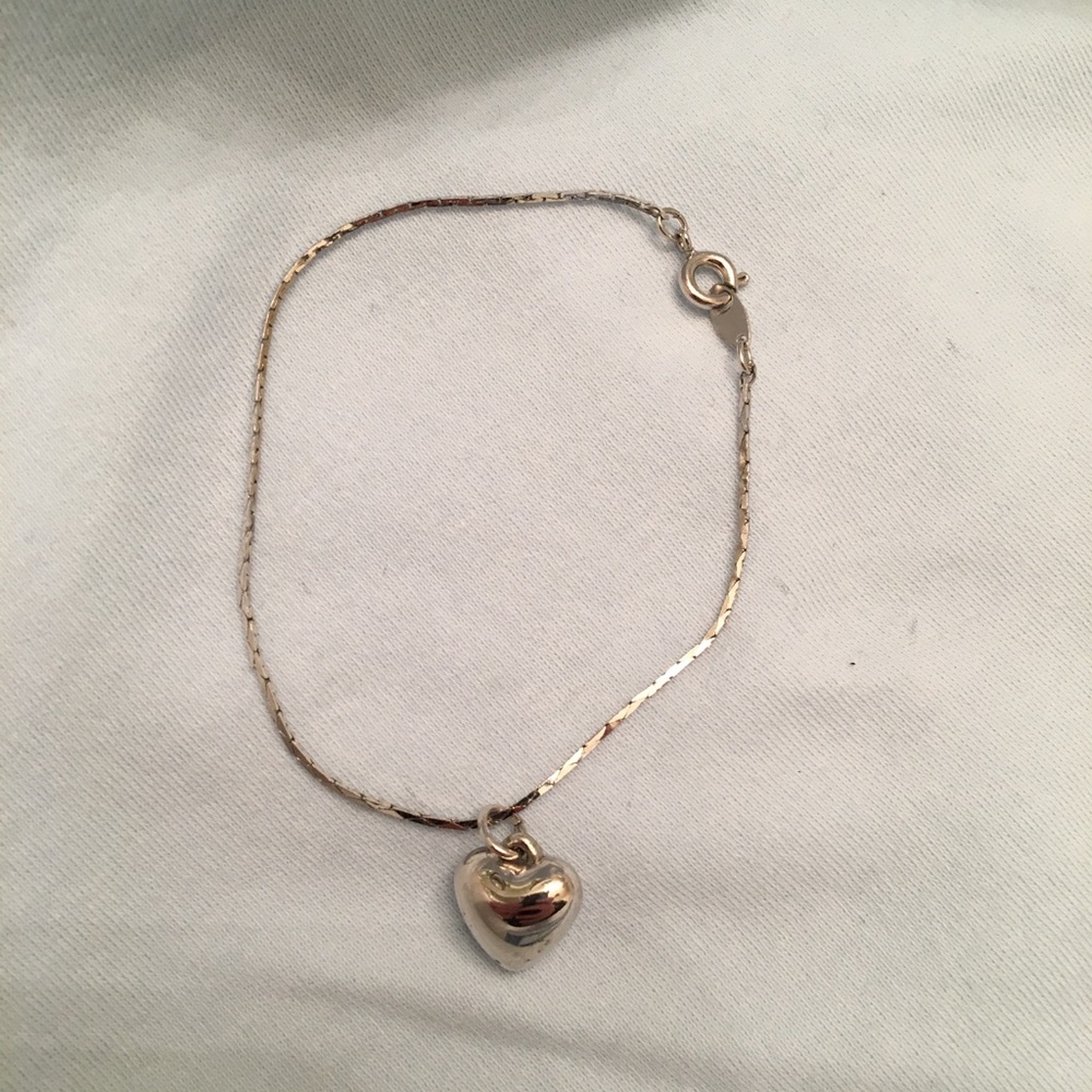 Silver Puffed Heart Bracelet